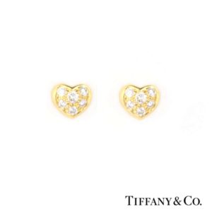 Tiffany & Co. 18k Yellow Gold Diamond Heart Shape Earstuds