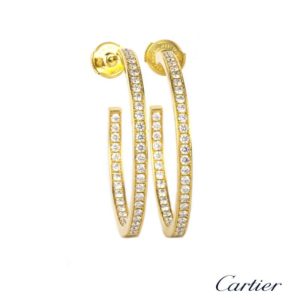 Cartier 18k Yellow Gold Diamond Hoop Earrings N8028200 B&P