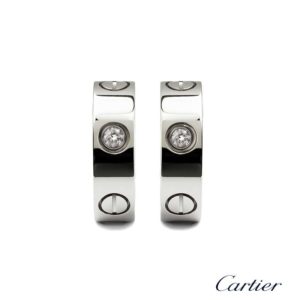 Cartier 18k White Gold Diamond Love Earrings B&P B8022800