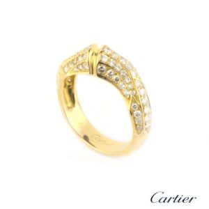 Cartier 18k Yellow Gold Diamond Dress Ring Size 52