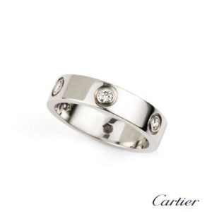 Cartier 18k White Gold Full Diamond Love Ring Size 54 B4026000
