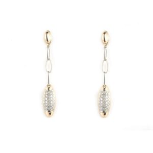 18k Rose and White Gold Diamond Drop Earrings