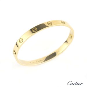 Cartier 18k Yellow Gold Love Bangle Size 18 B&P B6035518