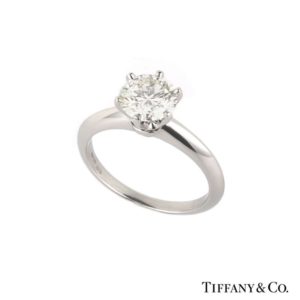 Tiffany & Co. Round Brilliant Diamond Ring In Platinum 1.27ct I/VS1