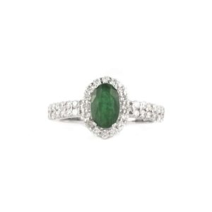 18k White Gold Diamond and Emerald Dress Ring