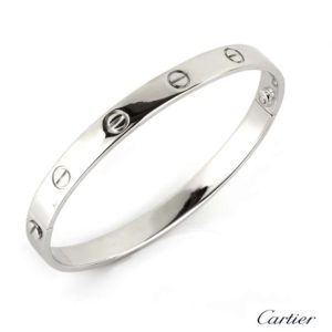 Cartier 18k White Gold Love Bangle Size 18 B6035418