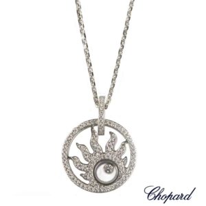 Chopard 18k White Gold Happy Sun Pendant B&P 796981-1001
