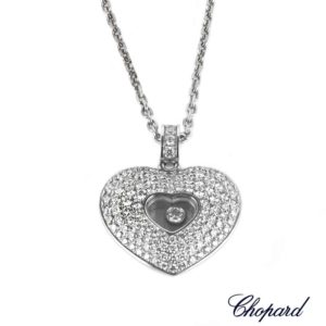 Chopard 18k White Gold Happy Diamonds Heart Pendant B&P 797417-1001