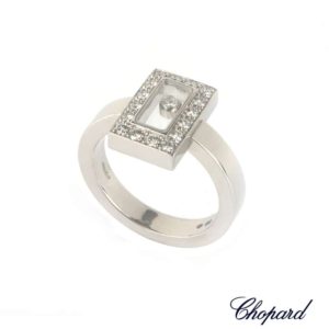 Chopard 18k W/G Happy Diamonds Ring Size 53 B&P 826726-1210