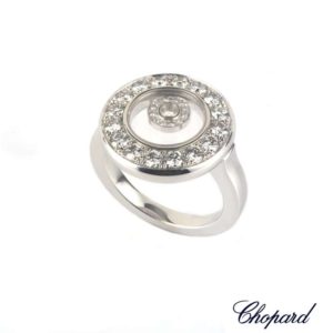 Chopard 18k W/G Happy Diamonds Ring Size 54 B&P 827341-1111