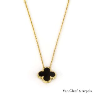 Van Cleef & Arpels 18k Y/G & Onxy Vintage Alhambra Pendant
