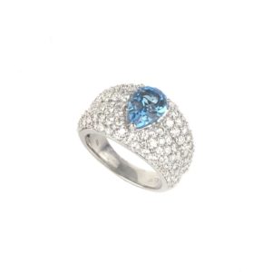 18k White Gold Diamond and Blue Topaz Ring 2.85ct