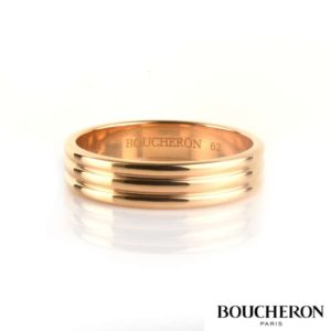 Boucheron 18k Rose Gold Godron Gents Band Size 62