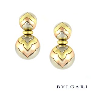 Bvlgari Three Colour Gold Ball Drop Earrings