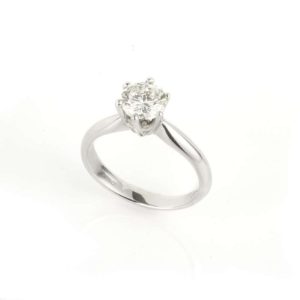 18k White Gold Round Brilliant Cut Diamond Ring 1.02ct H/VS2