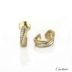 Cartier 18k Three Colour Gold Diamond Trinity Earrings B8031800