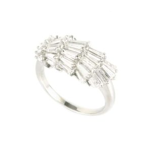 18k White Gold Tapered Baguette Diamond Ring 1.95ct F/VS2