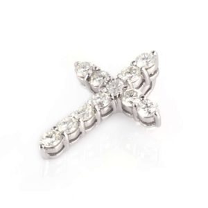 18k White Gold Round Brilliant Diamond Set Cross Pendant 2.20ct