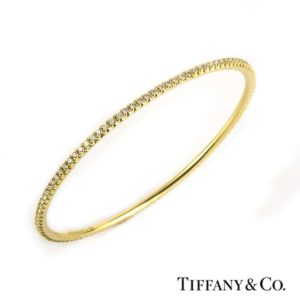 Tiffany & Co. 18k Yellow Gold Diamond Metro Bangle