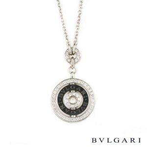 Bvlgari 18k White Gold Astrale Diamond and Onyx Pendant