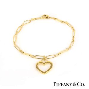 TIffany & Co. 18k Yellow Gold Heart Charm Bracelet