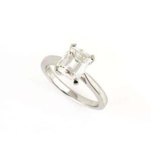Emerald Cut Diamond Ring in Platinum 1.90ct I/VVS2