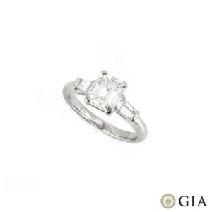 Emerald Cut Diamond Ring in Platinum 1.57ct H/VVS2
