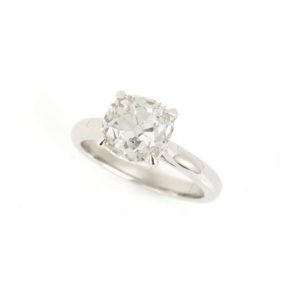 Old Mine Cushion Cut Diamond Ring Set in Platinum 2.73ct K/VS1