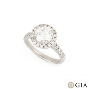 18k White Gold Round Brilliant Cut Diamond Ring 1.51ct F/SI1