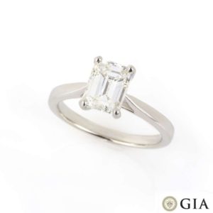 18k White Gold Emerald Cut Diamond Ring 1.67ct H/VS2