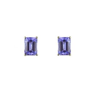 18k White Gold Emerald Cut Tanzanite Earstuds