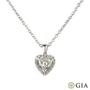 18k White Gold Heart Cut Diamond Pendant 0.62ct H/SI1