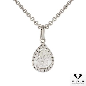 18k White Gold Pear Cut Diamond Pendant 1.03ct G/SI1