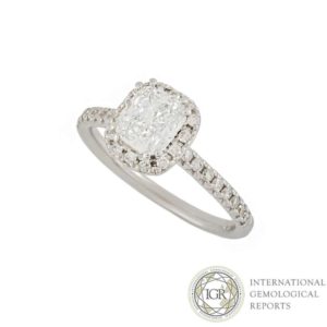 18k White Gold Cushion Cut Diamond Ring 0.91ct H/VVS1