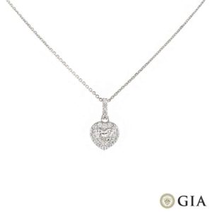 18k White Gold Heart Cut Diamond Pendant 0.72ct I/VS2