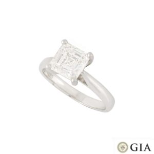 18k White Gold Asscher Cut Diamond Ring 2.21ct G/VVS2