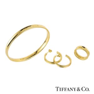 Tiffany & Co. 18k Yellow Gold 1837 Bangle, Ring & Earring Suite