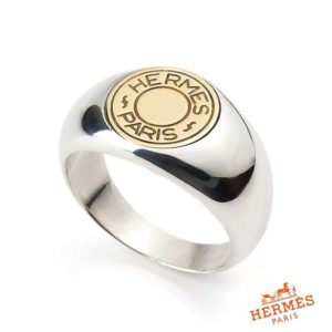 Silver Hermes Signet Style Ring